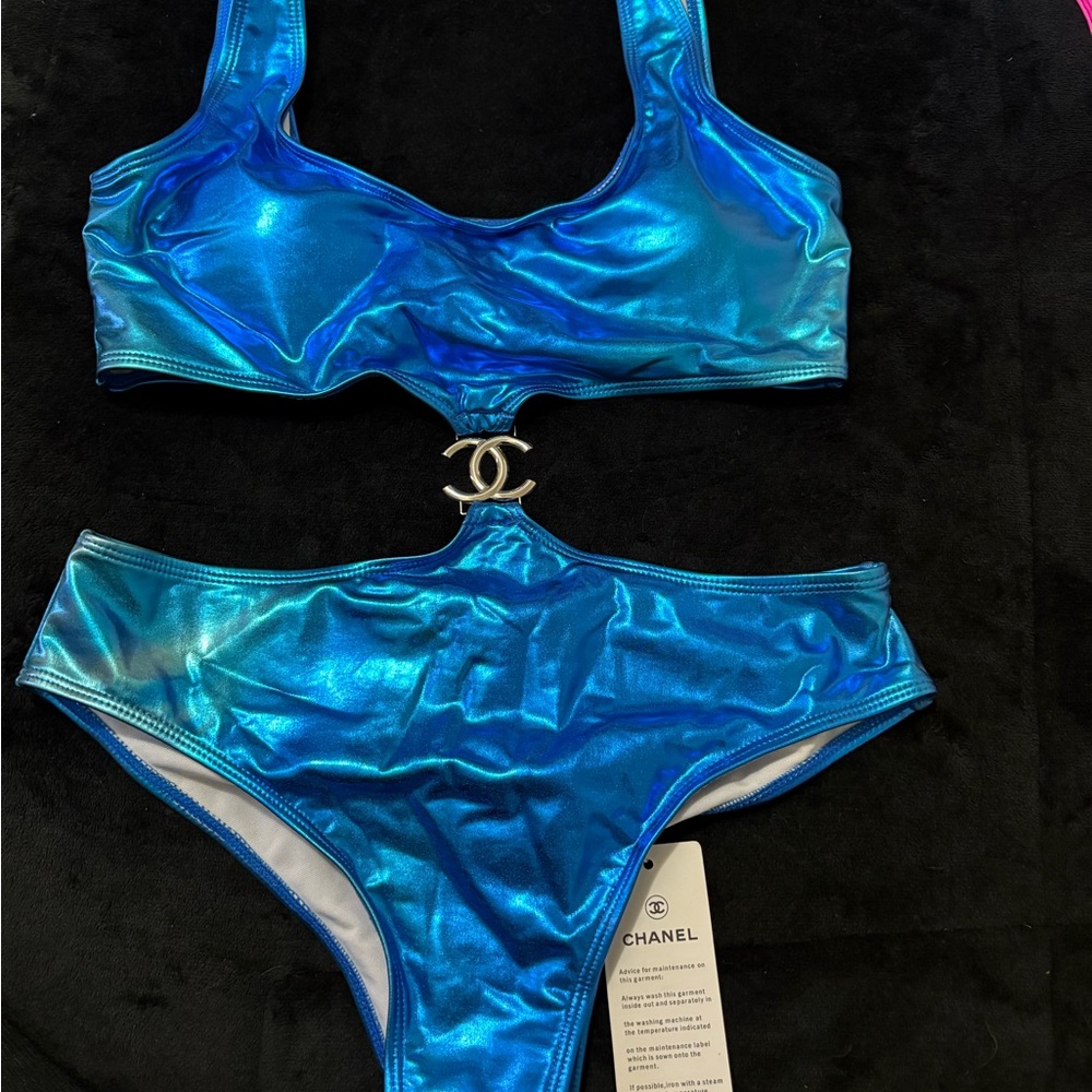 CHANEL Shimmering Blue Swimwear Set